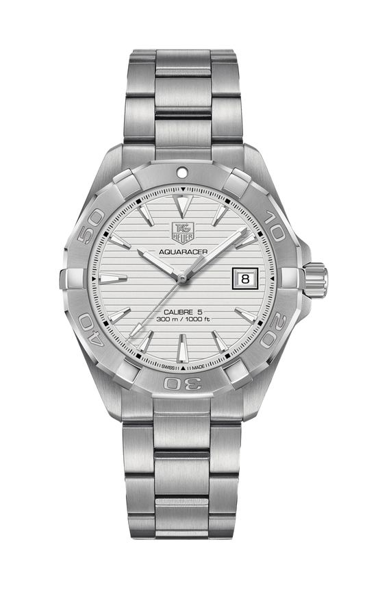 Tag Heuer Aquaracer Automatic 41mm White Dial Silver Steel Strap Watch for Men - WAY2111.BA0928