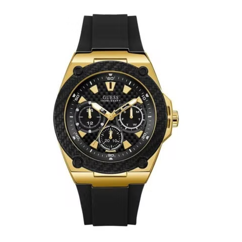 Guess Legacy Black Dial Black Rubber Strap Watch for Men - W1049G5