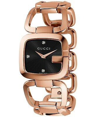 Gucci G Gucci Quartz Black Dial Rose Gold Steel Strap Watch For Women - YA125409