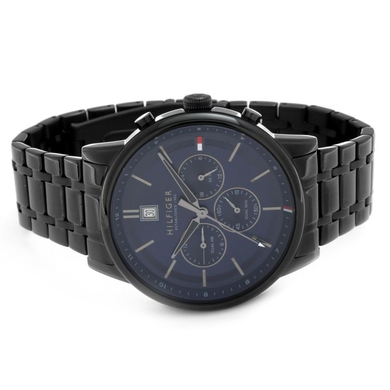 Tommy Hilfiger Kyle Quartz Blue Dial Black Steel Strap Watch for Men - 1791633