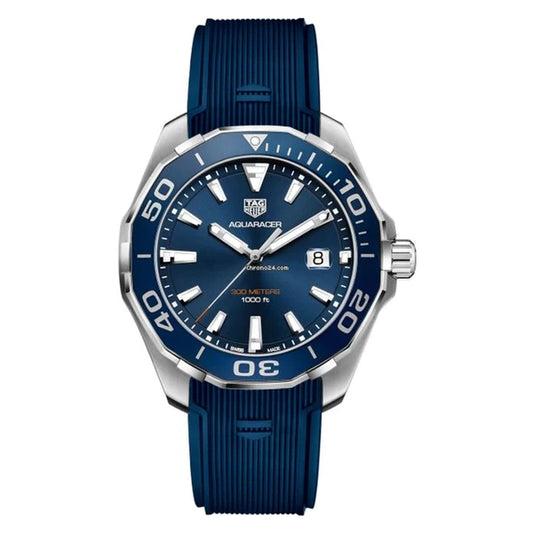 Tag Heuer Aquaracer 41mm Blue Dial Blue Rubber Strap Watch for Men - WAY111C.FT6155