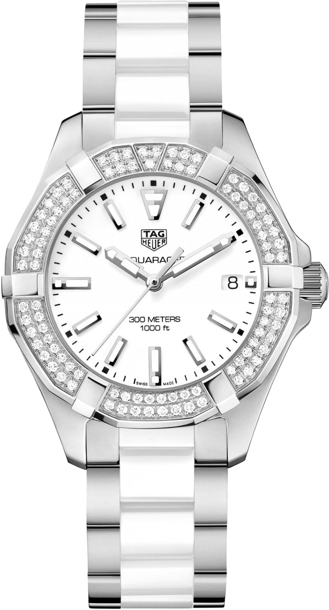 Tag Heuer Aquaracer 35mm Diamond White Dial Two Tone Steel Strap Watch for Women - WAY131F.BA0914