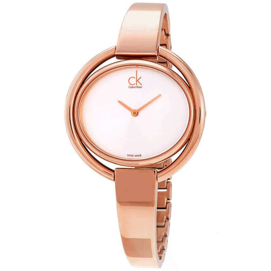 Calvin Klein Impetuos Silver Dial Rose Gold Steel Strap Watch for Women - K4F2N616