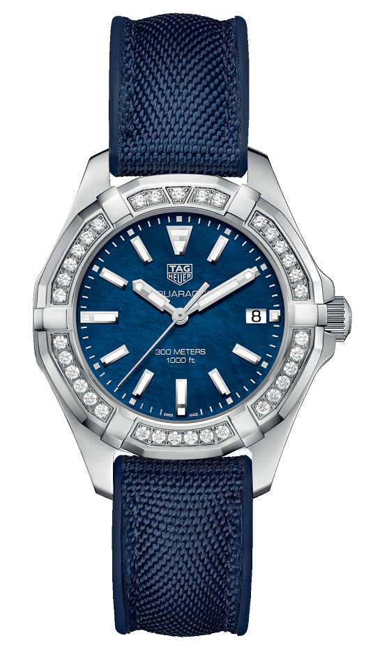 Tag Heuer Aquaracer 35mm Quartz Blue Dial Blue Textile Strap Watch for Women - WAY131N.FT6091