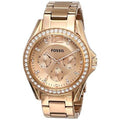 Fossil Riley Multifunction Rose Gold Dial Rose Gold Steel Strap Watch for Women - ES2811