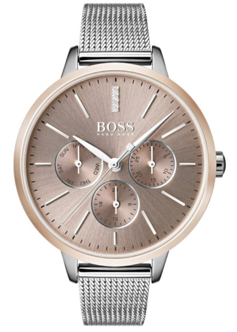 Hugo Boss Symphony Brown Dial Silver Mesh Bracelet Watch for Women - 1502423