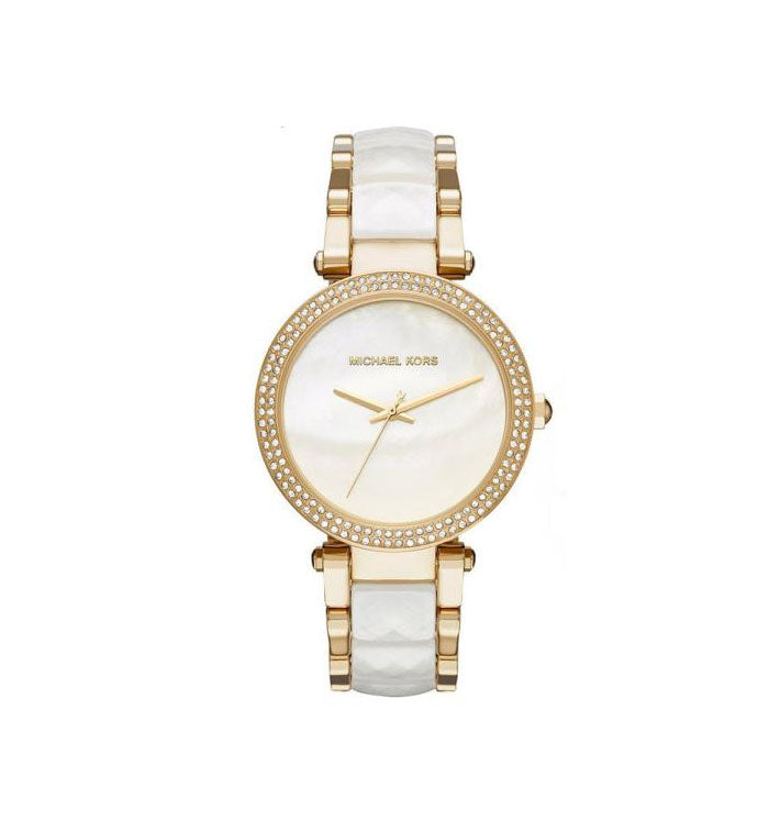 Michael Kors Parker Mother of Pearl Dial Two Tone Steel Strap Watch for Women - MK6400