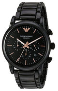 Emporio Armani Luigi Ceramic Chronograph Black Dial Black Steel Strap Watch For Men - AR1509