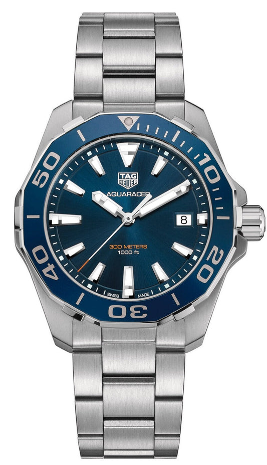 Tag Heuer Aquaracer Blue Dial Quartz Blue Dial Silver Steel Strap Watch for Men - WAY111C.BA0928