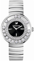 Swarovski Lovely Crystal Black Dial Silver Steel Strap Watch for Women - 1160305