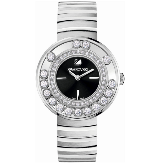 Swarovski Lovely Crystal Black Dial Silver Steel Strap Watch for Women - 1160305