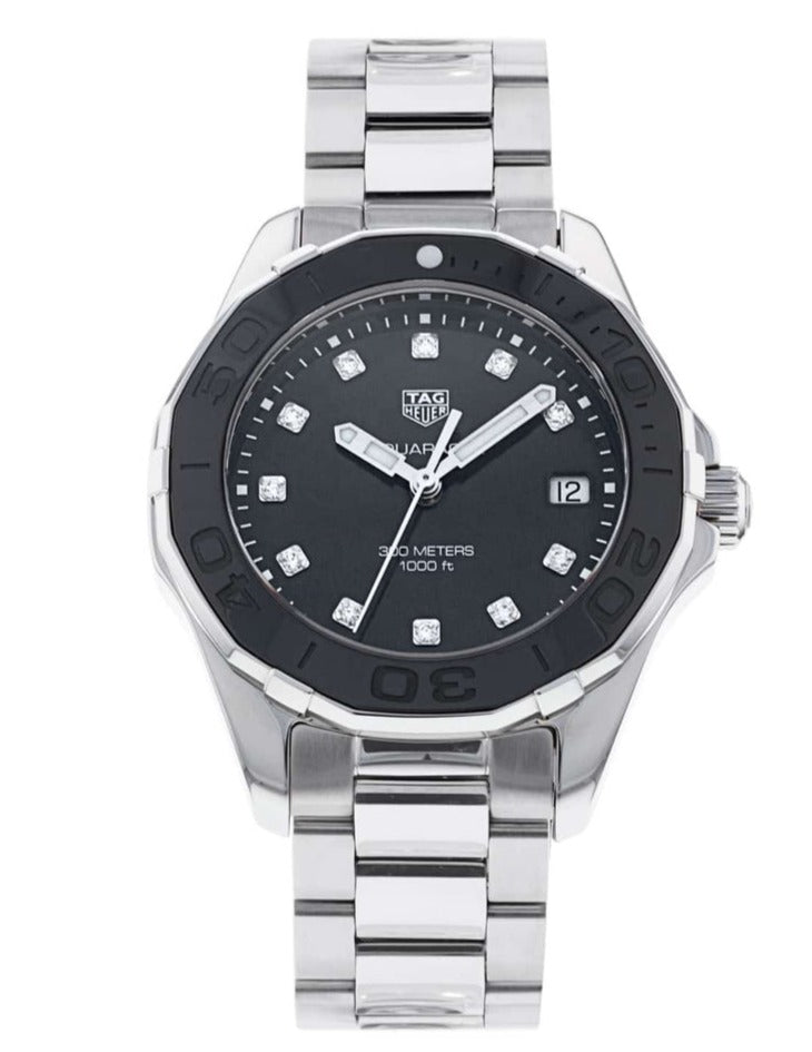 Tag Heuer Aquaracer Quartz 35mm Black Dial Silver Steel Strap Watch for Women - WAY131M.BA0748