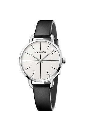 Calvin Klein Evan White Dial Black Leather Strap Watch for Women - K7B231CY