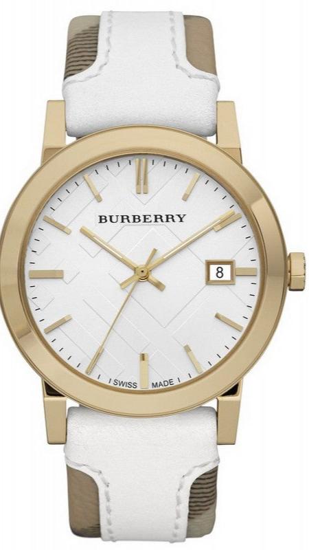 Burberry The City White Dial White Leather Strap Watch for Women - BU9110