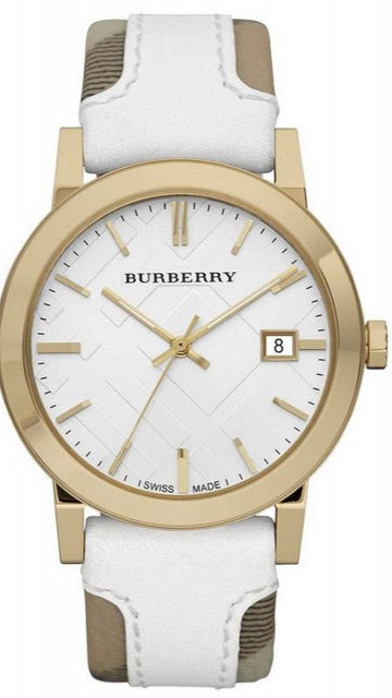 Burberry The City White Dial White Leather Strap Watch for Women - BU9110