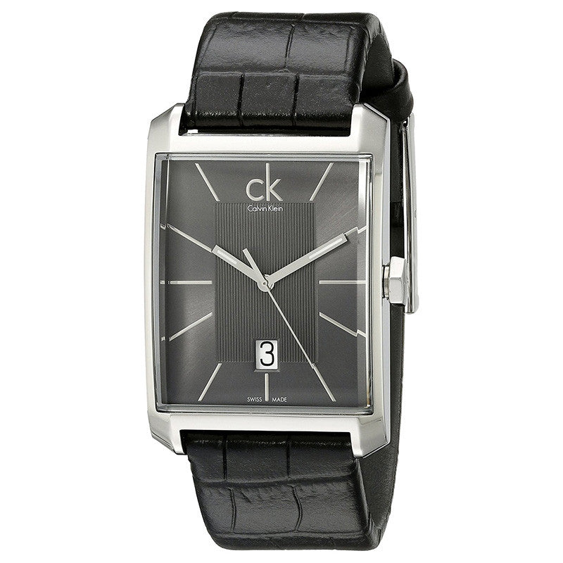 Calvin Klein Window Black Dial Black Leather Strap Watch for Men - K2M21107