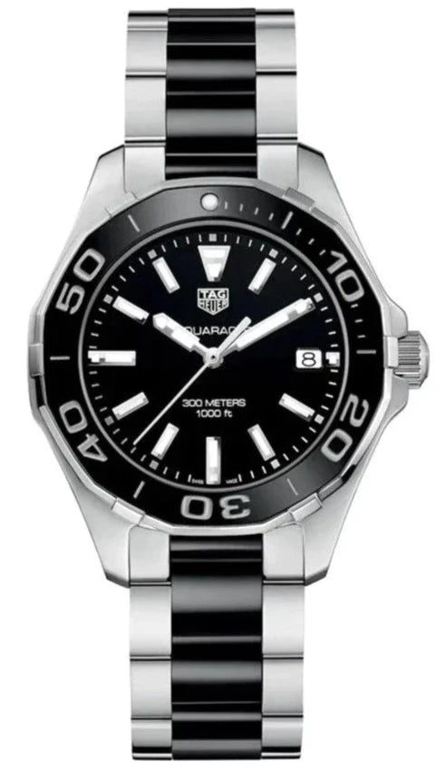 Tag Heuer Aquaracer Quartz 35mm Black Dial Two Tone Steel Strap Watch for Men - WAY131A.BA0913