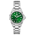 Tag Heuer Aquaracer Quartz 32mm Emerald Green Dial Silver Steel Strap Watch for Women - WBD1316.BA0740