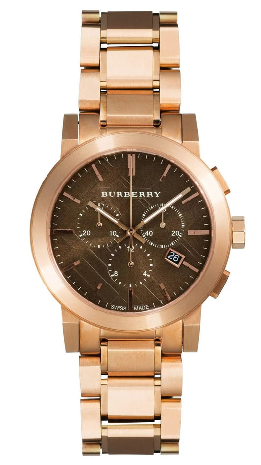 Burberry The City Grey Dial Rose Gold Steel Strap Watch for Men - BU9353