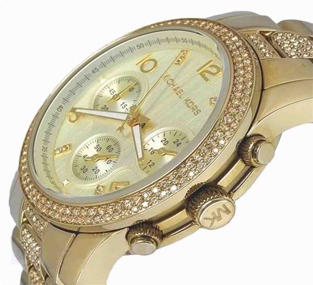 Michael Kors Runway Gold Dial Gold Steel Strap Watch for Women - MK5826