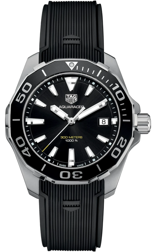 Tag Heuer Aquaracer Black Dial Black Rubber Strap Watch for Men - WAY111A.FT6151