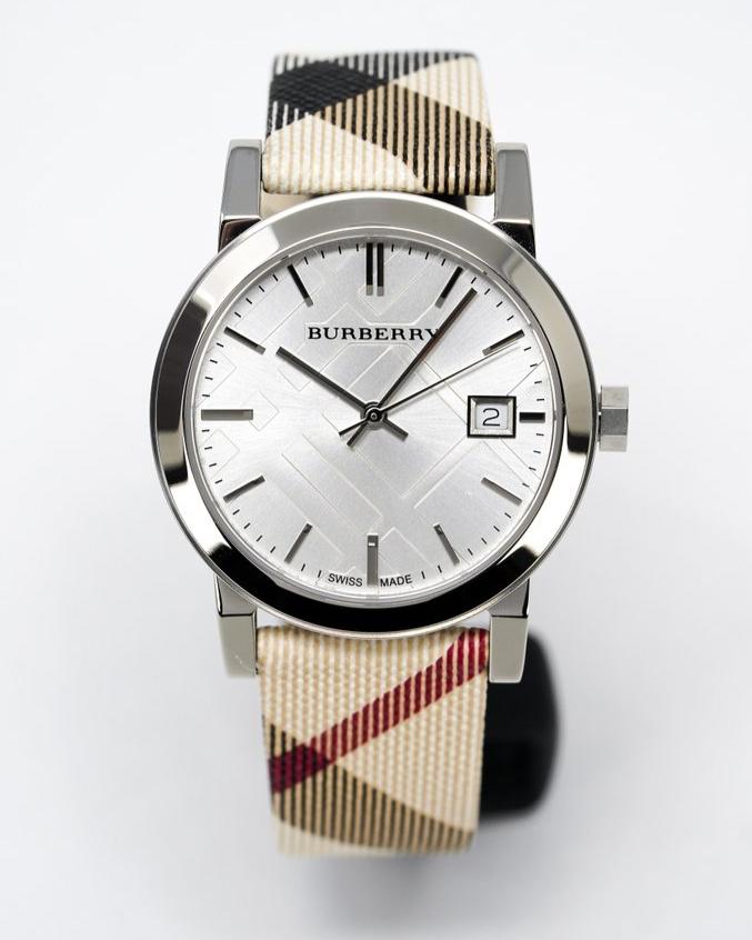 Burberry The City White Dial Beige Leather Strap Watch for Women - BU9113