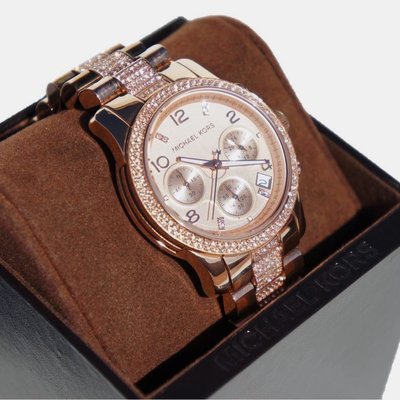 Michael Kors Runway Gold Dial Gold Steel Strap Watch for Women - MK5827