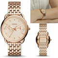 Fossil Tailor Rose Gold Dial Rose Gold Steel Strap Watch for Women - ES3713