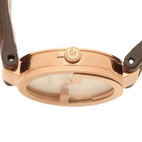 Gucci Interlocking Mother of Pearl Dial Brown Leather Strap Watch For Women - YA133516