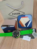 Fossil Bannon Chronograph Grey Dial Green Silicone Strap Watch for Men - BQ2501