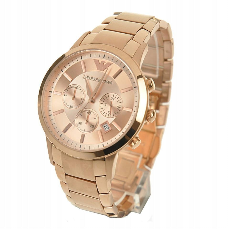 Emporio Armani Classic Chronograph Rose Gold Dial Rose Gold Steel Strap Watch For Men - AR2452