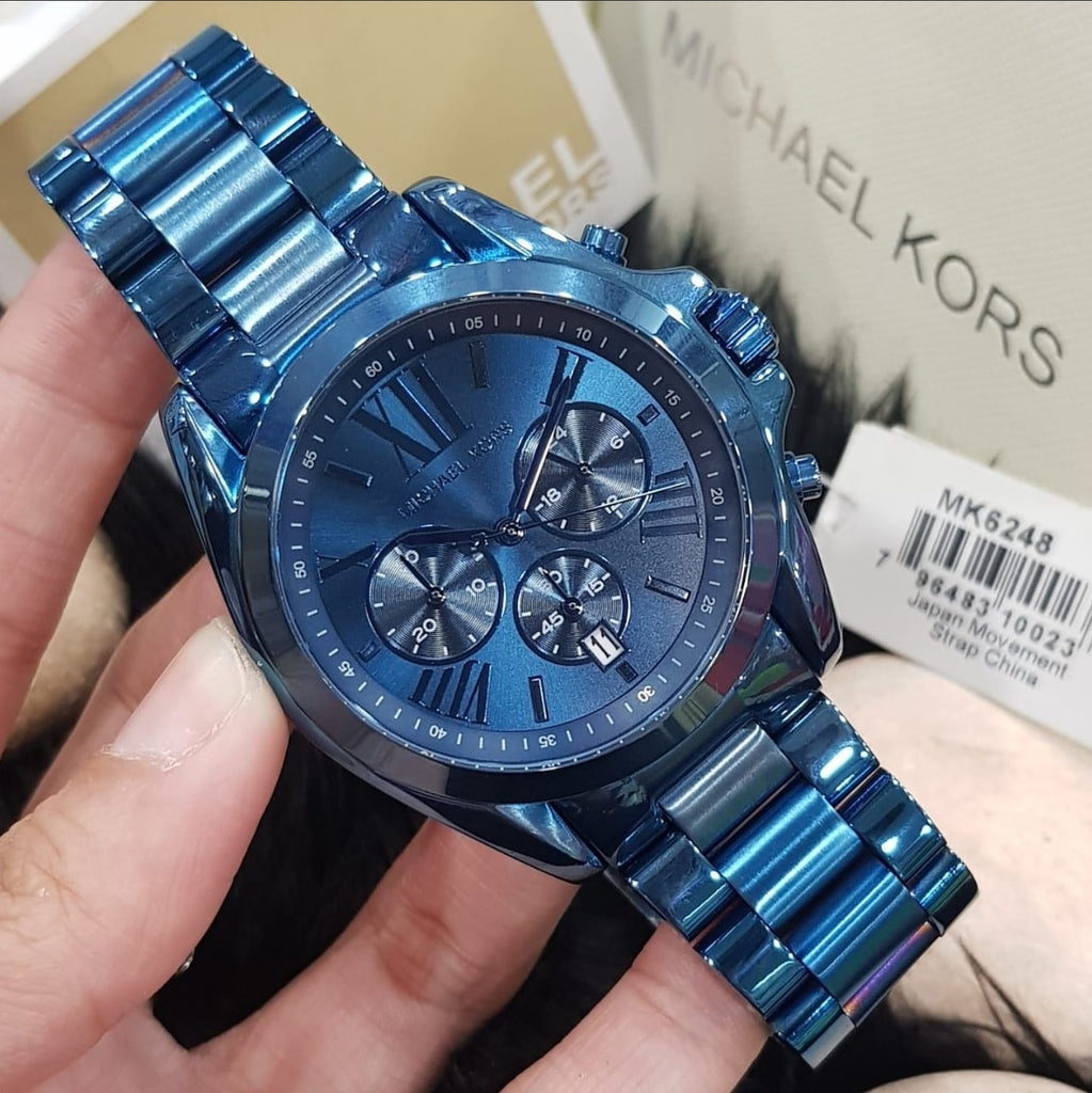 Michael Kors Bradshaw Chronograph Blue Dial Blue Steel Strap Watch for Men - MK6248
