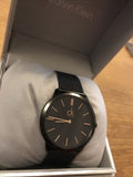 Calvin Klein Minimal Black Dial Black Mesh Bracelet Watch for Women - K3M22421