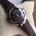 Gucci Interlocking G Black Dial Black Leather Strap Watch For Women - YA133301