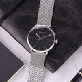 Calvin Klein High Noon Black Dial Silver Mesh Bracelet Watch for Men - K8M21121