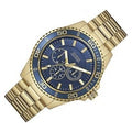 Guess Chaser Multifunction Blue Dial Gold Steel Strap Watch for Men - W0172G5