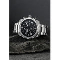 Fossil Bronson Chronograph Black Dial Silver Steel Strap Watch for Men - FS5710