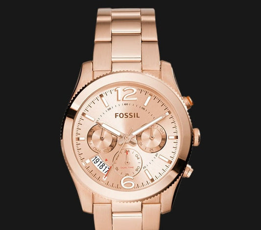 Fossil Boyfriend Multifunction Rose Gold Dial Rose Gold Steel Strap Watch for Women - ES3885