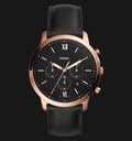 Fossil Neutra Chronograph Black Dial Black Leather Strap Watch for Men - FS5381