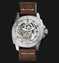 Fossil Modern Machine Automatic Skeleton White Dial Brown Leather Strap Watch for Women - ME3083