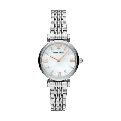 Emporio Armani Donna Mother of Pearl Dial Silver Steel Strap Watch For Women - AR11204