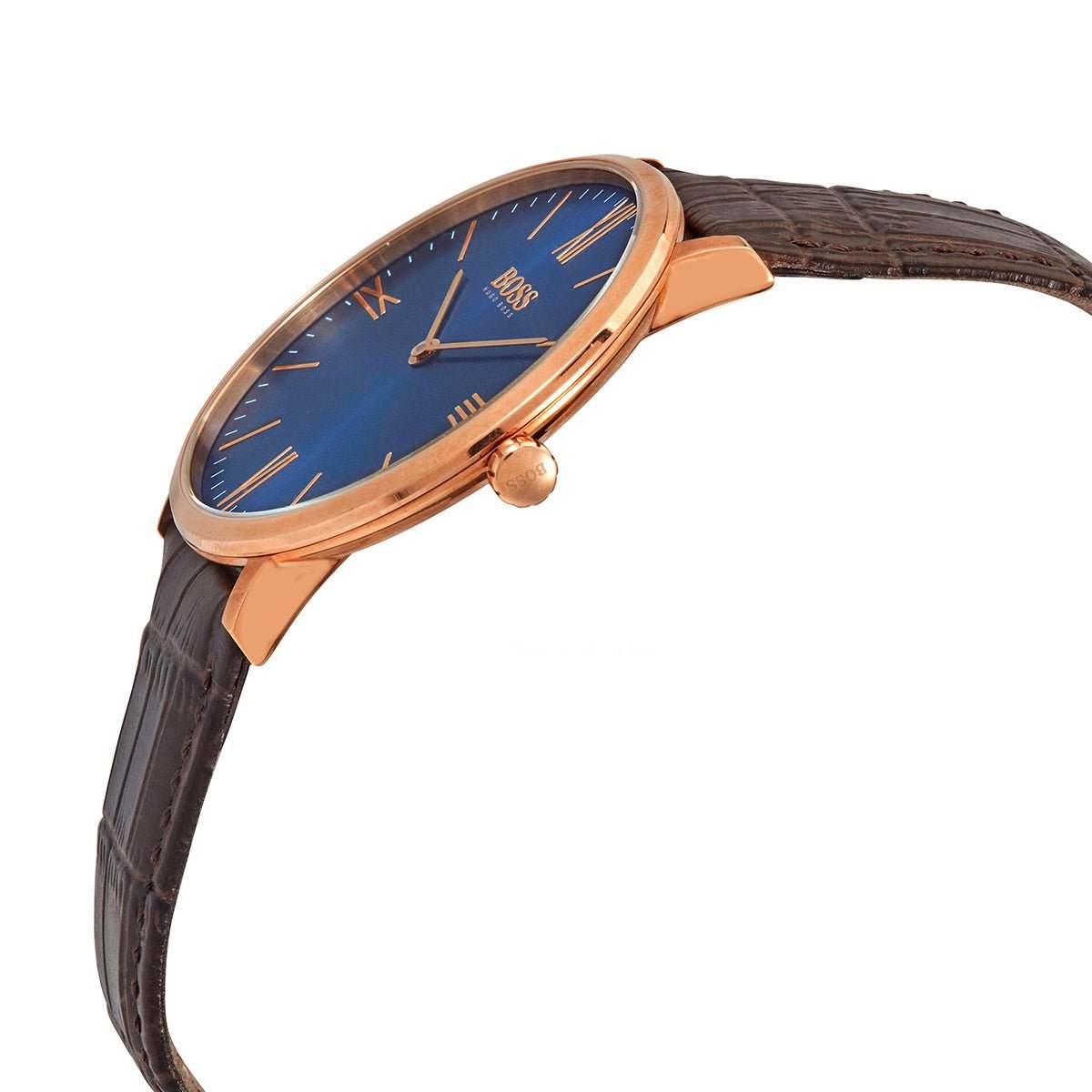 Hugo Boss Classic Jackson Blue Dial Brown Leather Strap Watch for Men - 1513458