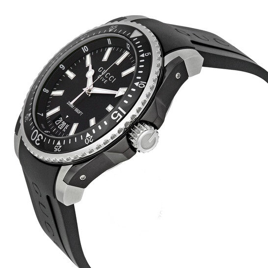 Gucci Dive Quartz Black Dial Black Rubber Strap Watch For Men - YA136204