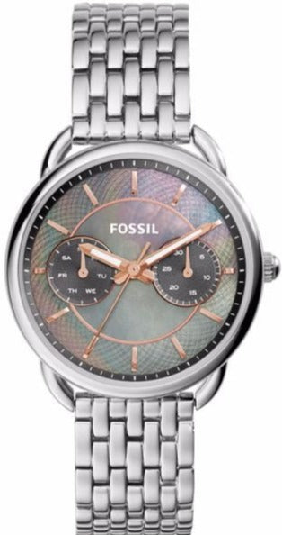 Fossil Tailor Mother of Pearl Black Dial Silver Steel Strap Watch for Women - ES3911