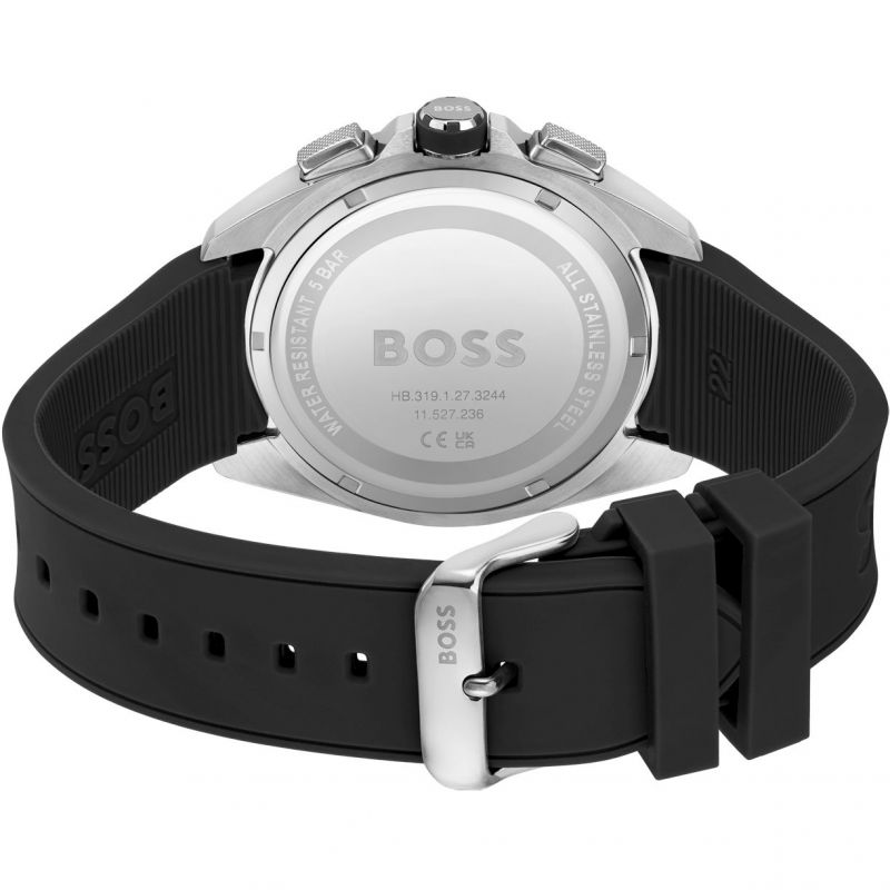 Hugo Boss Volane Chronograph Grey Dial Black Silicone Strap Watch for Men - 1513953