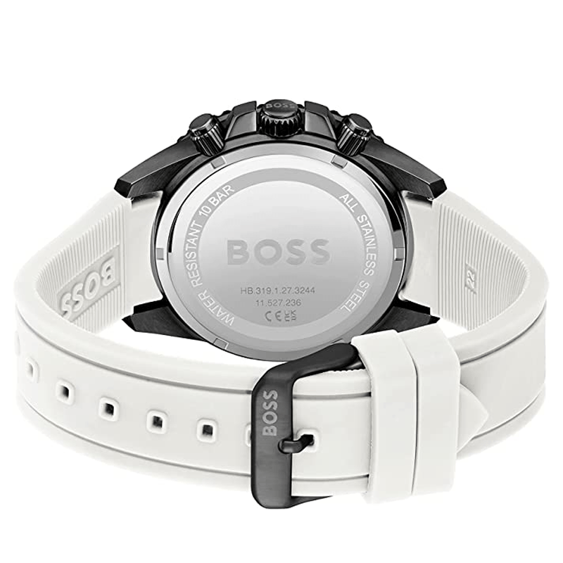 Hugo Boss Admiral Black Dial White Rubber Strap Watch for Men - 1513966