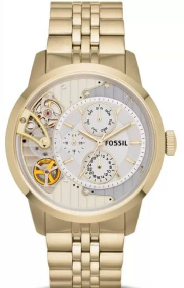 Fossil Skeleton Chronograph Gold Dial Gold Steel Strap Watch for Men -  ME1137