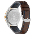 Versace Hellenyium GMT Blue Dial Brown Leather Strap Watch for Men - V11080017