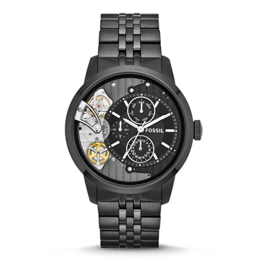 Fossil Townsman Mechanical Black Dial Black Steel Strap Watch for Men -  ME1136