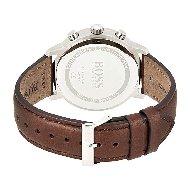 Hugo Boss Attitude Blue Dial Brown Leather Strap Watch for Men - 1513606